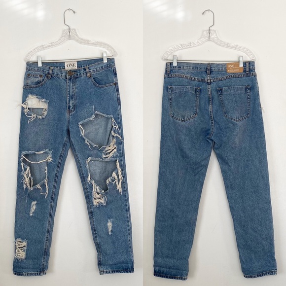 One x One Teaspoon Super Baggy Super Distressed Jeans - Picture 1 of 9